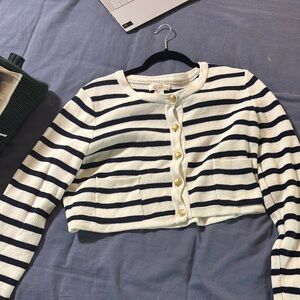 Jessica Simpson Navy and White Striped Cardigan
